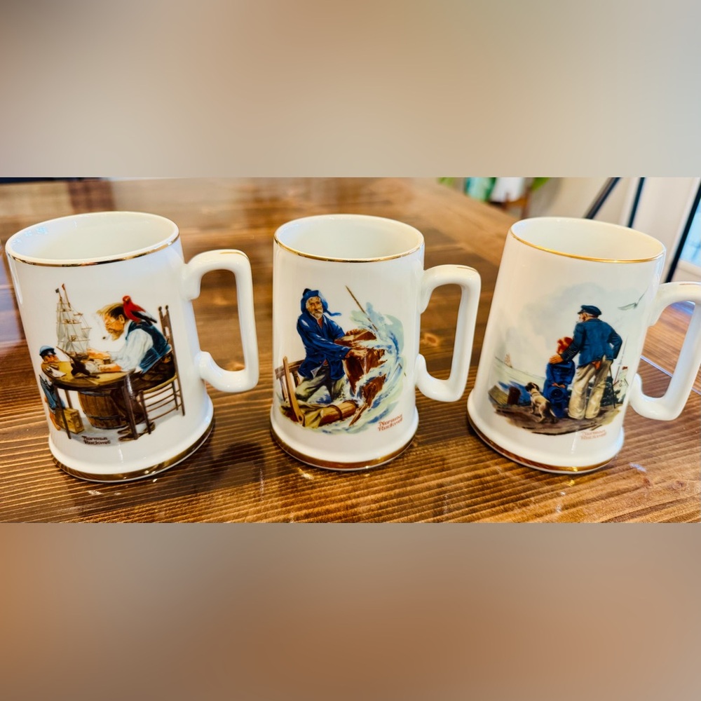 Vintage Norman Rockwellโ Nautical Mugs Set